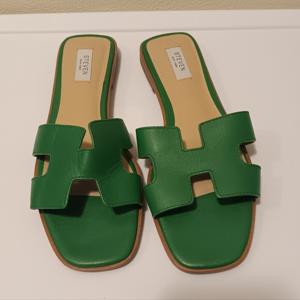 Steven New York| Hadyn Sandals Flats Slip On Kelly Green Sz 9.5/10 Resortwear